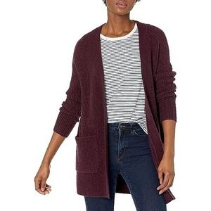Goodthreads Womens Oversized Boucle Shaker Stitch Cardigan Sweater Burgundy S